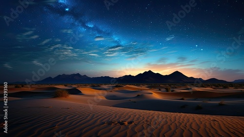 Amazing starry night in the desert. milky way, night sky