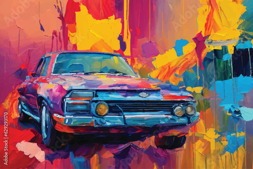 painting abstract car vector watercolor hand paint, Generative AI illustration.