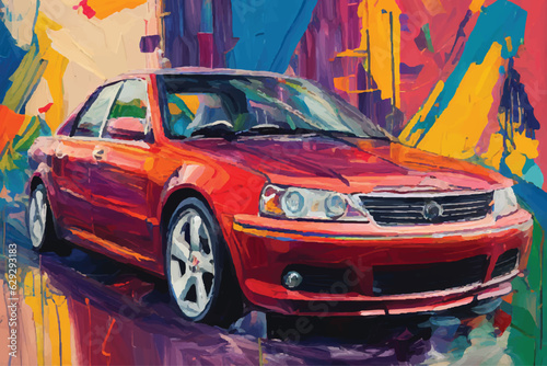 painting abstract car vector watercolor hand paint, Generative AI illustration.