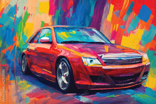 painting abstract car vector watercolor hand paint, Generative AI illustration.
