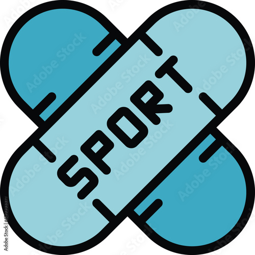 Sport plaster icon outline vector. Fracture injury. Joint sprain color flat
