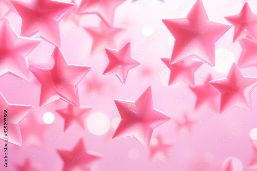 Abstract shiny background with pink color stars. AI generated