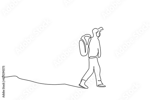 person human outside trekking walking outside hike lifestyle line art