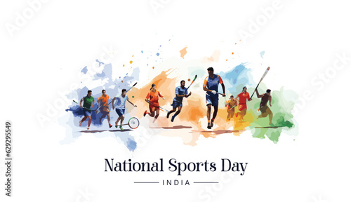 Tableau sur toile 29 august India celebrates National Sports Day of India banner design, vector illustration