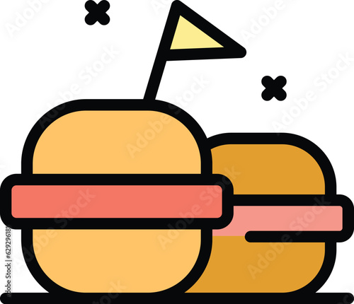American order burger icon outline vector. Delivery online. Food menu color flat