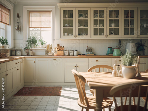 Classic kitchen interior showcasing luxury. AI Generated.