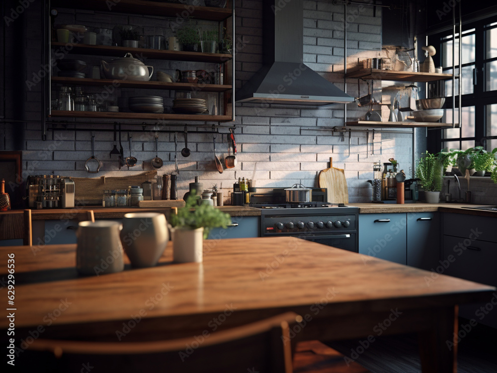 Contemporary loft kitchen room. AI Generated. Contemporary loft kitchen room. AI Generated.