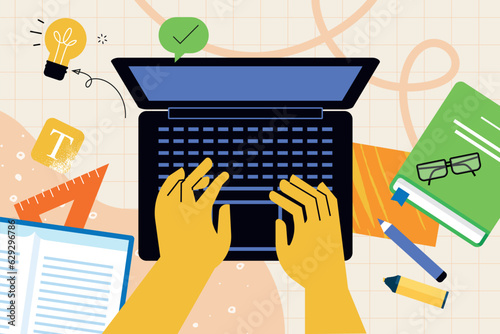 Education. Vector illustration for graphic and web design, business presentation, marketing and print material. Back to school. Distance education, online learning. 