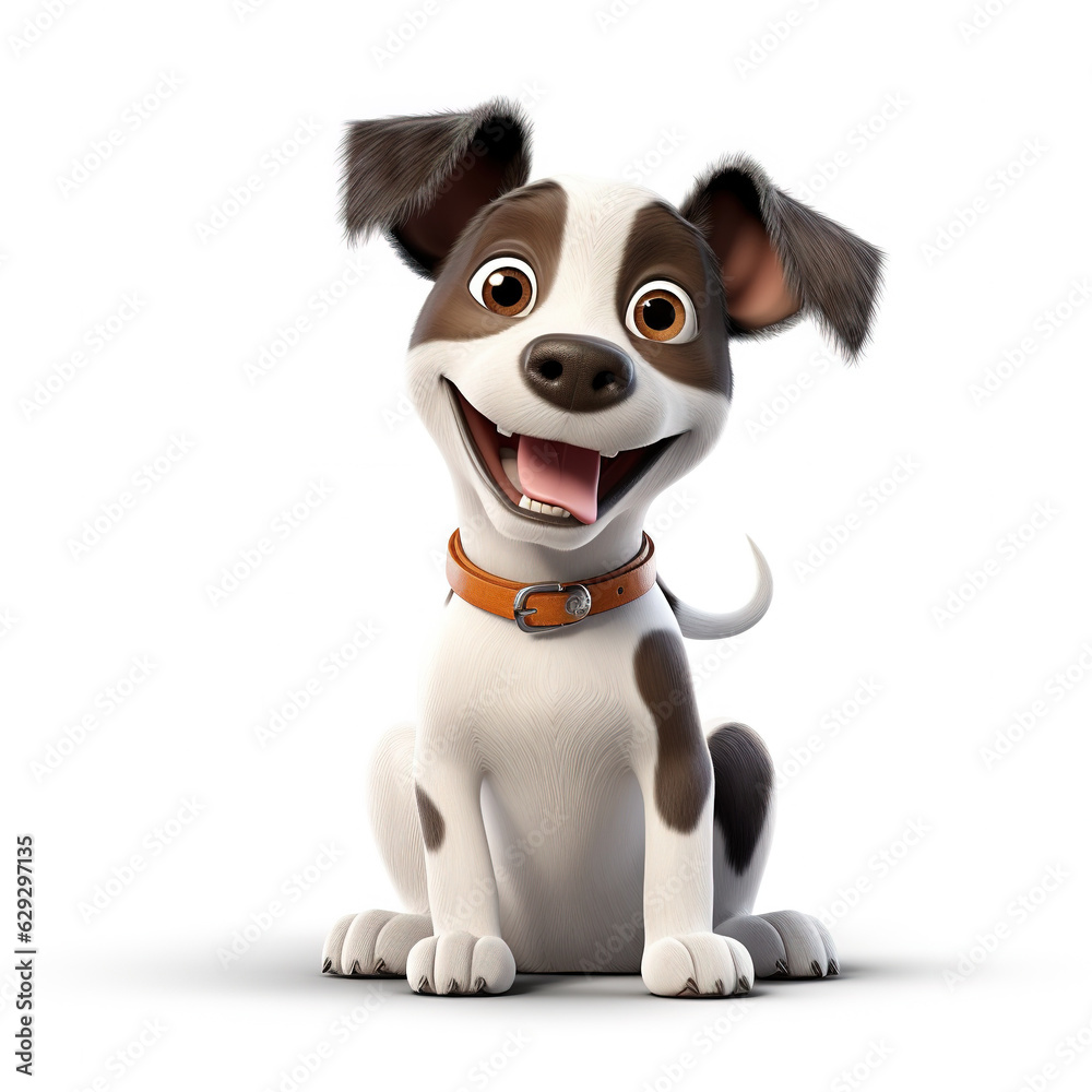 Fototapeta premium 3d dog with a bone cartoon on white