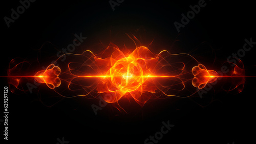 Fiery particles. The beginning of the explosion. Abstract background with flame particles on a black background. High quality illustration © NeuroSky