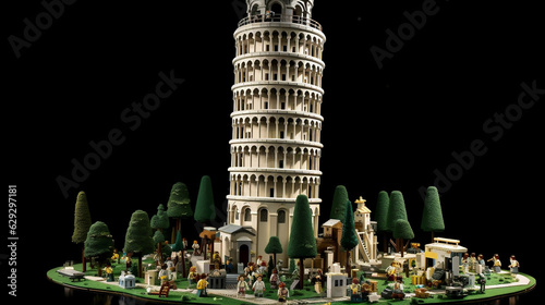 leaning tower of Pisa made of Bricks, generative AI