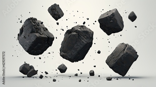 Fotografia Falling rocks on white background