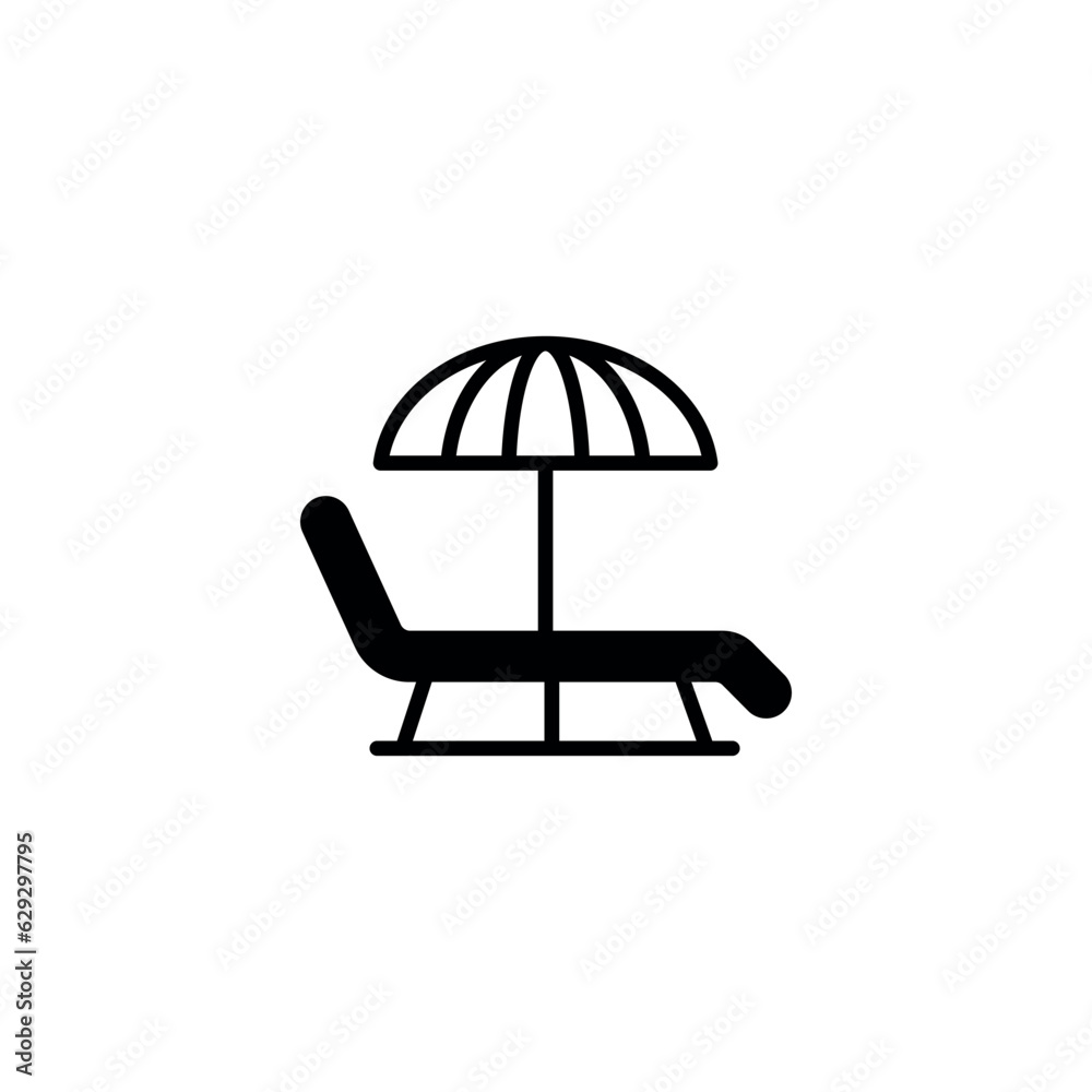 Beach Chair icon design with white background stock illustration Beach Chair icon design with white background stock illustration