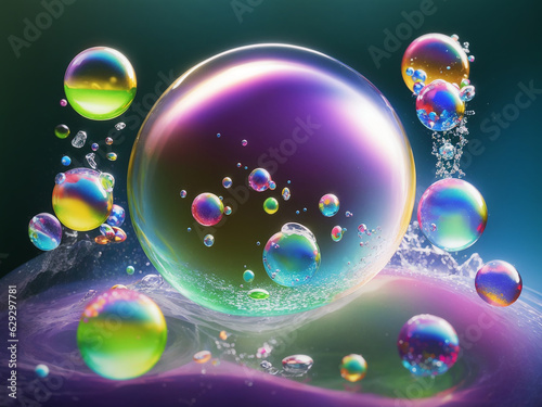 Cosmetic essence liquid bubbles molecules antioxidant of liquid bubble,Generative Ai