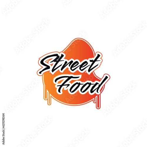 Street Food Vector Lettering. Handwritten graffiti words 'Streed Food'. Black freehand letters on sauce stain. EPS10 vector illustration.