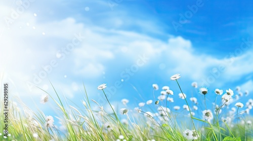 A field of white flowers under a blue sky. © Sebastian Studio
