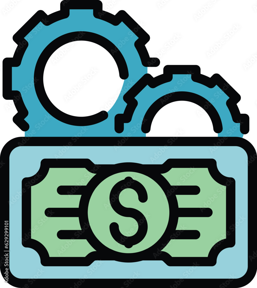 Gear money income icon outline vector. Business work. Freelance job color flat Gear money income icon outline vector. Business work. Freelance job color flat