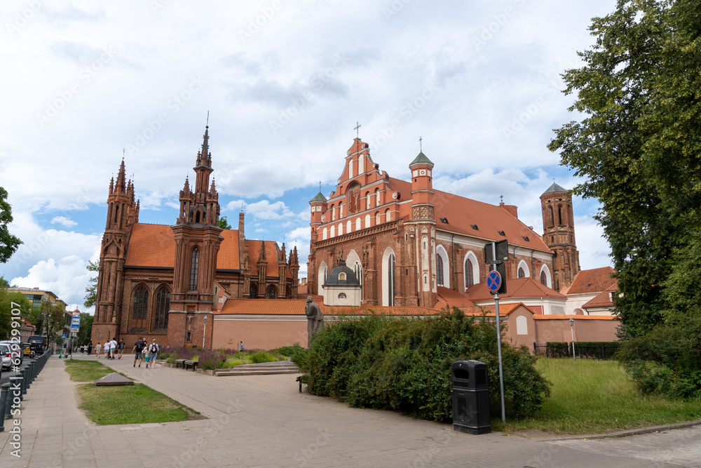 Church of Saint Francis of Assisi in the city of Lithuania on a cloudy day.
