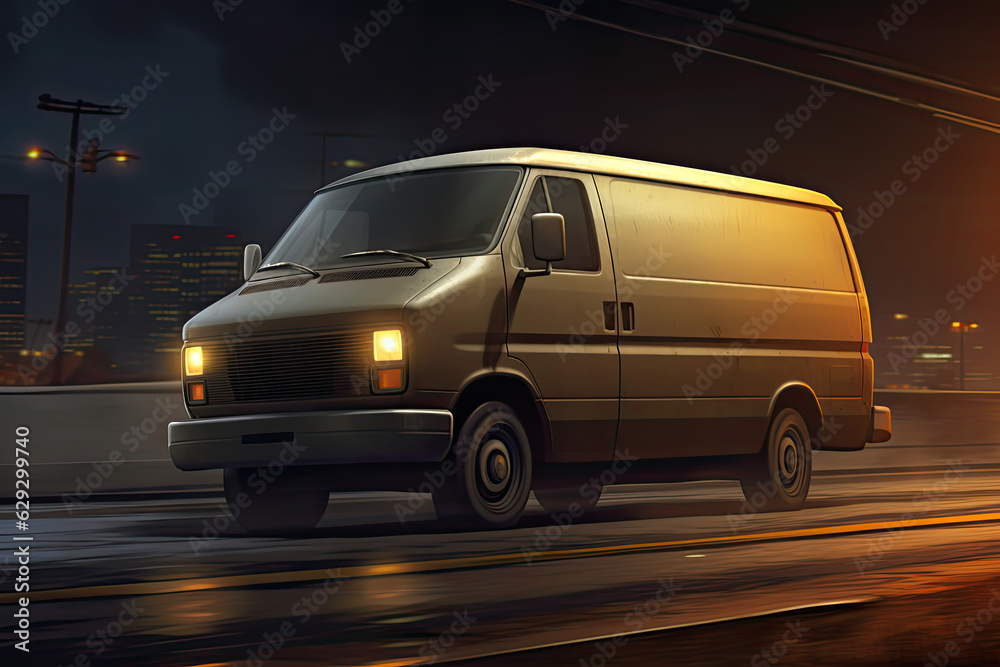 Dynamic Stock Image: Cargo Van in Action - Ideal for Transportation and Logistics Advertisements