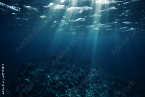 underwater scene with rays of light and sun