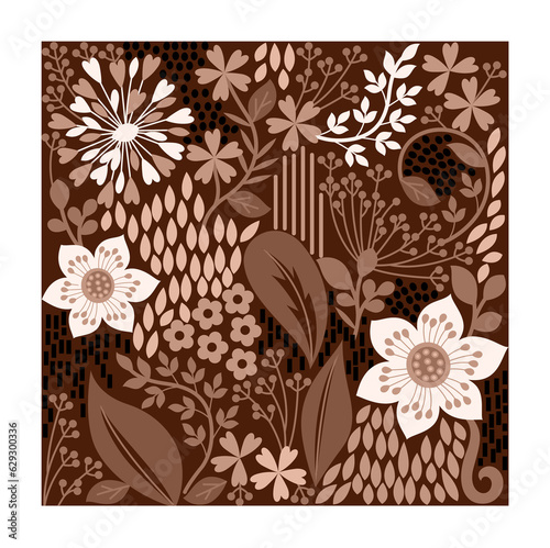 Flowers and leaves set of backgrounds  wallpaper  cards  curtains.