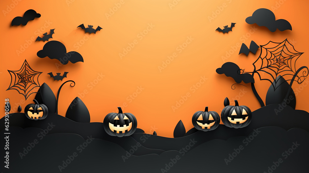 Halloween card in paper style with copyspace Halloween card in paper style with copyspace