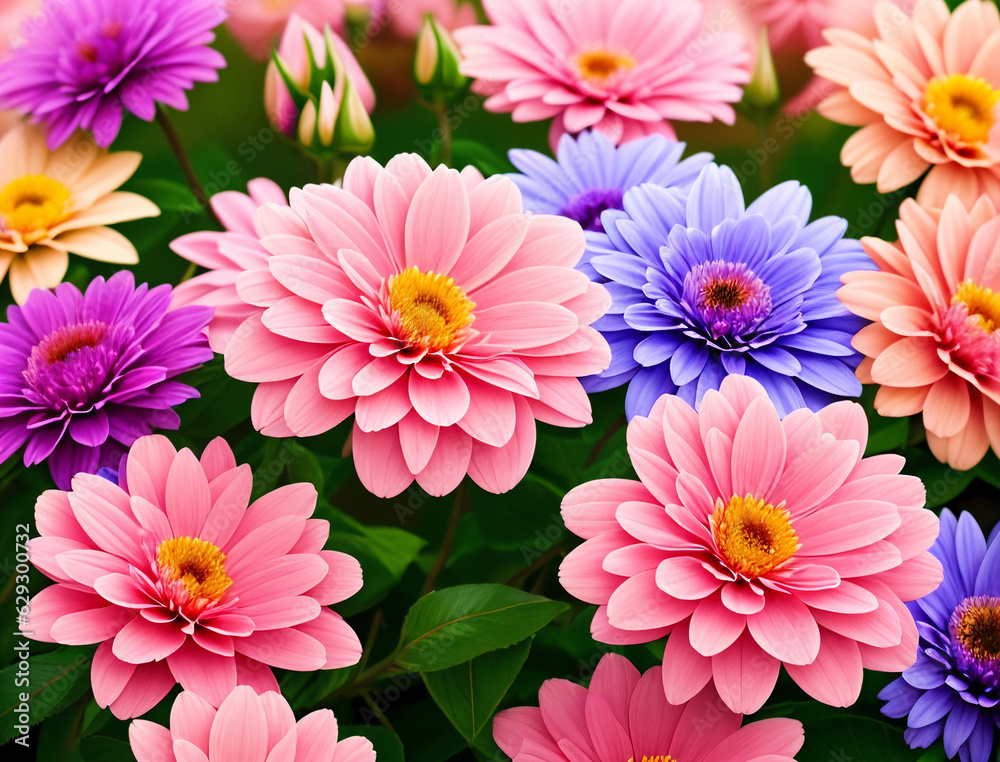 Red flowers Gerbera in the garden, generative ai. Beautiful summer or autumn blooming Gerbera
