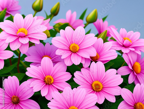 Red flowers Gerbera in the garden, generative ai. Beautiful summer or autumn blooming Gerbera