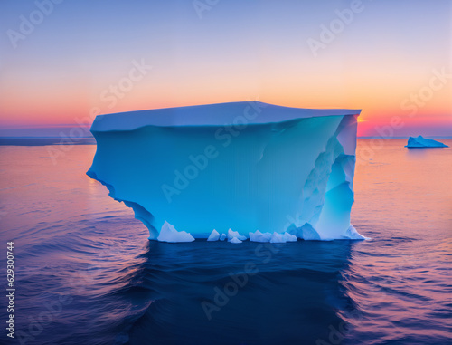 Beautiful iceberg reflecting in the water,  generative ai. Affected by climate change and global warming