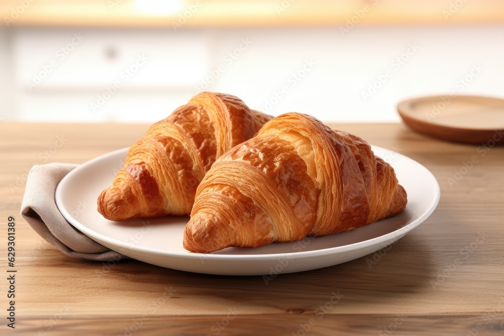 Delicious crispy croissant. Generative AI Delicious crispy croissant. Generative AI