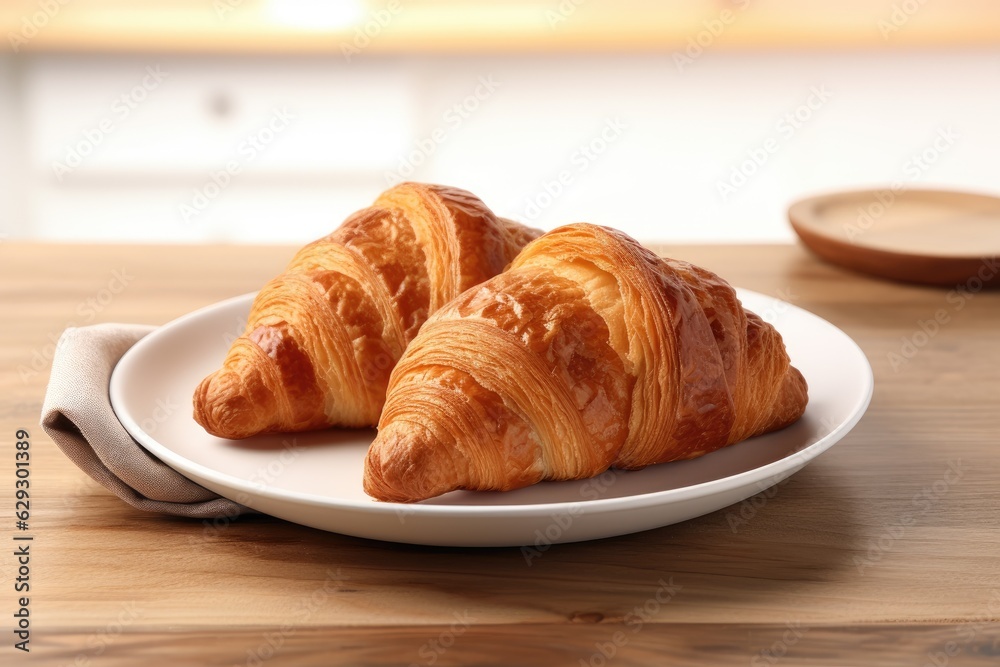 Delicious crispy croissant. Generative AI