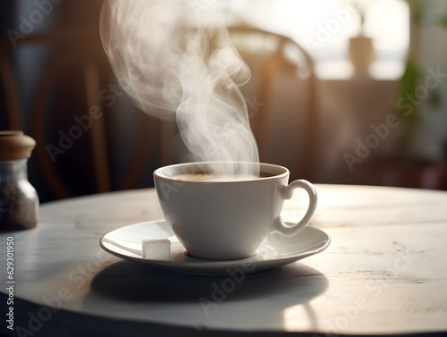 Coffee in a white cup, espresso, smoking coffee, close up shot of a cup of coffee, cafeine, simple, drinking coffee inside, bar, cafe, french coffee, warm beverage, classic cup, porcelain