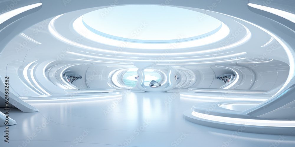 Fototapeta premium Abstract modern architecture background, empty open space interior. Generative AI