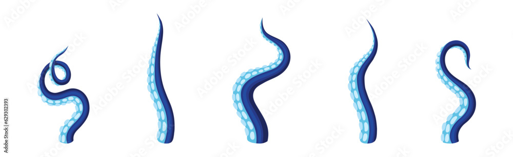 Octopus Tentacles or Limbs Wiggling and Snaking Vector Set Octopus Tentacles or Limbs Wiggling and Snaking Vector Set