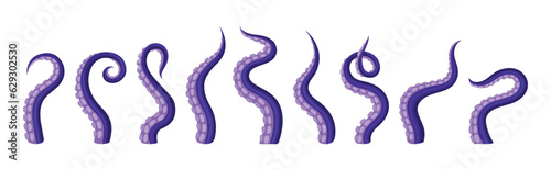 Octopus Tentacles or Limbs Wiggling and Snaking Vector Set