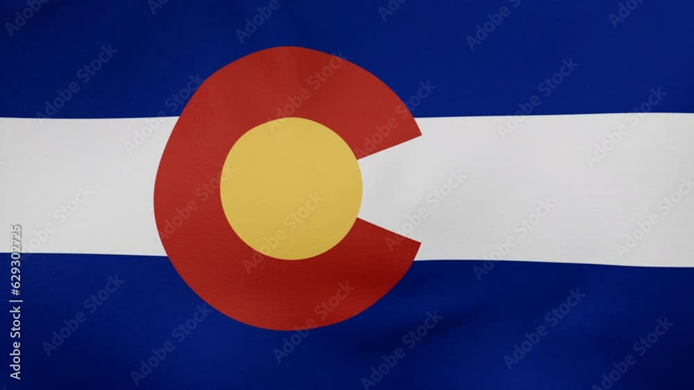 Colorado US state fabric flag calm swaying in the wind, looped endless cycled video, completely full screen covers flag background