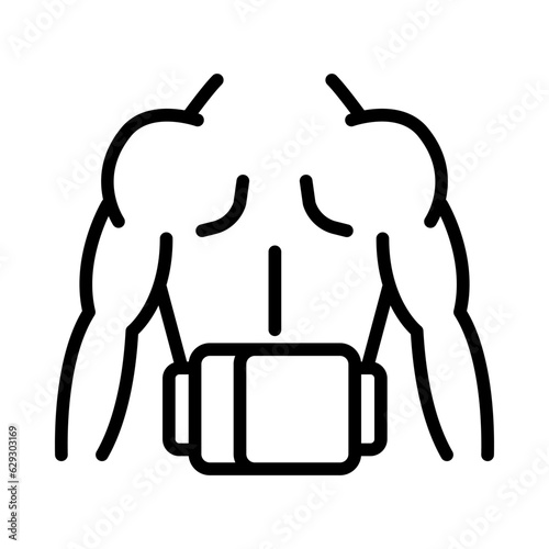 Lumbar belt thin line icon. Medical, orthopedic linear icons from gym and fitness concept isolated outline sign. Vector illustration symbol element for web design and apps. photo