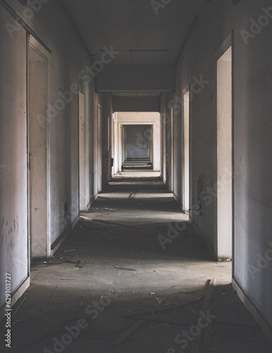 corridor in abandoned building