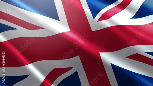 United Kingdom flag smooth waves animate closeup footage background