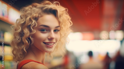 adult woman in supermarket,...