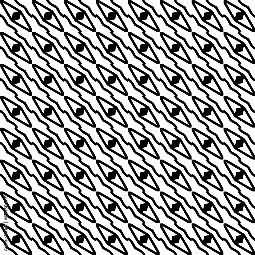 Black and white geometric seamless pattern with abstact shapes. Repeat pattern for fashion, textile design,  on wall paper, wrapping paper, fabrics and home decor.