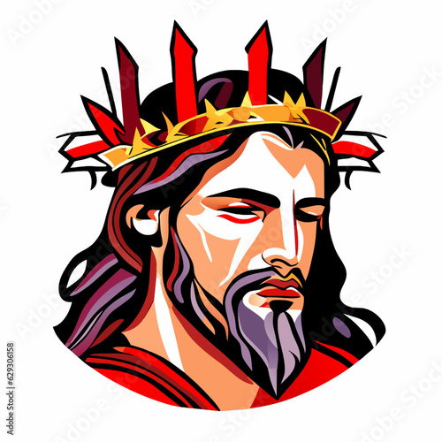 Jesus Christ with crown. Vector illustration of Jesus Christ in the crown.