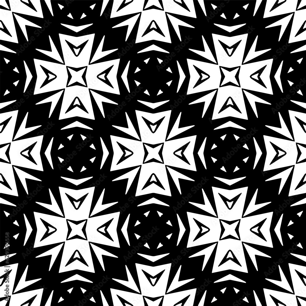 Black and white geometric seamless pattern with abstact shapes. Repeat pattern for fashion, textile design, on wall paper, wrapping paper, fabrics and home decor. Black and white geometric seamless pattern with abstact shapes. Repeat pattern for fashion, textile design, on wall paper, wrapping paper, fabrics and home decor.