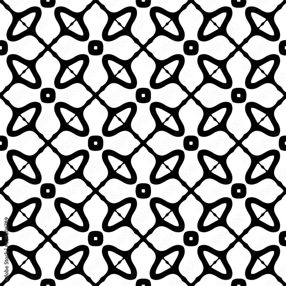 Fototapeta premium Black and white geometric seamless pattern with abstact shapes. Repeat pattern for fashion, textile design, on wall paper, wrapping paper, fabrics and home decor.