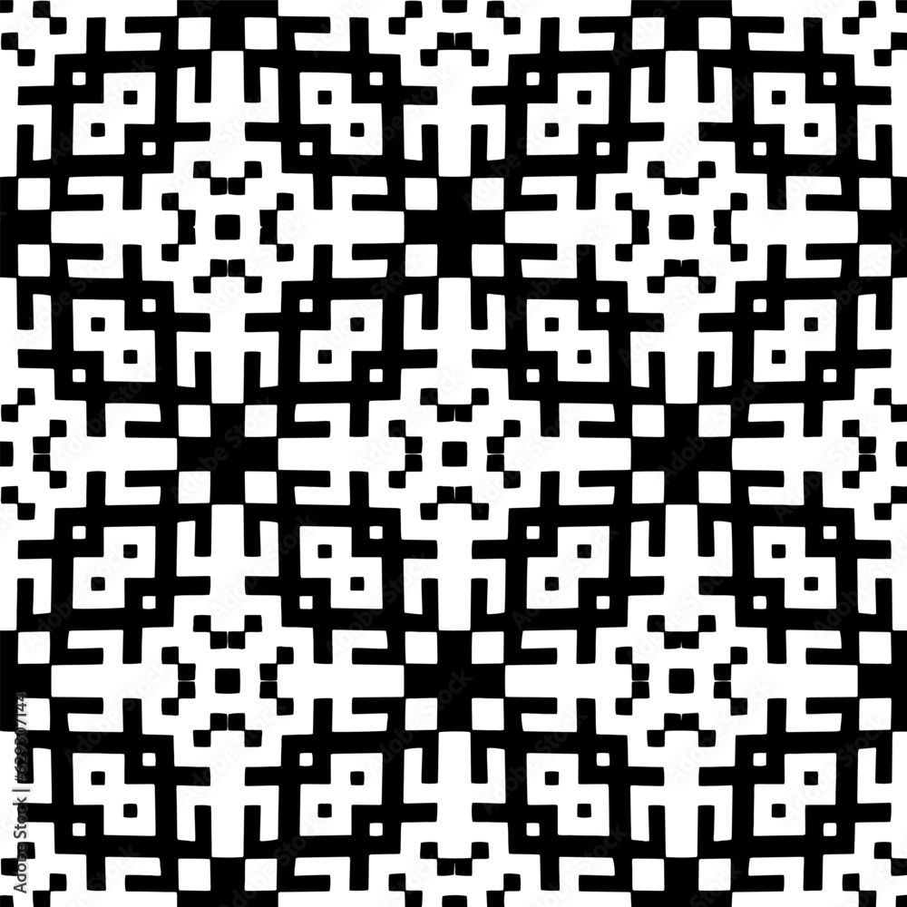 Black and white geometric seamless pattern with abstact shapes. Repeat pattern for fashion, textile design, on wall paper, wrapping paper, fabrics and home decor. Black and white geometric seamless pattern with abstact shapes. Repeat pattern for fashion, textile design, on wall paper, wrapping paper, fabrics and home decor.