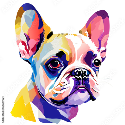 French bulldog. Vector illustration of a french bulldog head.
