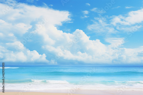 真夏の海と青い空　Midsummer Sea and Blue Sky　Generative AI © lime
