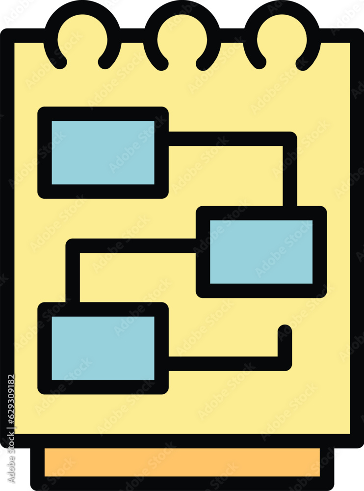Notebook business plan icon outline vector. Security money. Strategy change color flat