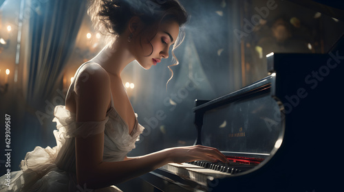 woman pianist playing piano