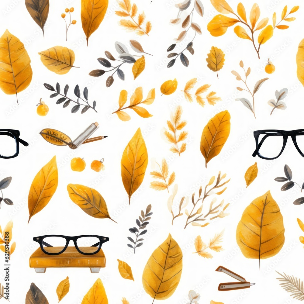 Obraz premium Seamless Back to School Autumn Pattern